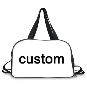 Trendy Unisex Personalizzato Borsa Da Palestra Borsa Da Viaggio Multifunzionale Delle Signore Carino Fitness Gym Tote Personalizzato In Bianco di Sublimazione Sacchetti di Duffle