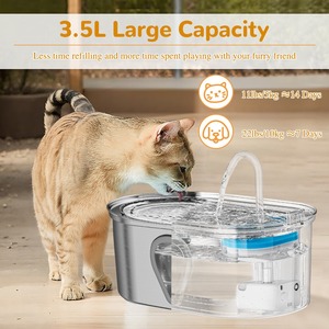 Fuente de Agua Portátil de Acero Inoxidable de 3.5L <span class=keywords><strong>para</strong></span> Mascotas, Bebedero <span class=keywords><strong>para</strong></span> Gatos con Ventana de Nivel de Agua, Personalizable al por Mayor - Product Image 5