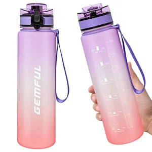 32oz 1000ml Plastic Water Bottle With Lid Large Size Wide Mouth Travel Sport Bottle Custom Logo Design