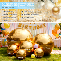 Set de 6 Globos Esféricos Inflables Plateados para Fiesta de Navidad, Esfera Grande Inflable para Decoración de Fiesta, Globo Espejo Dorado Brillante