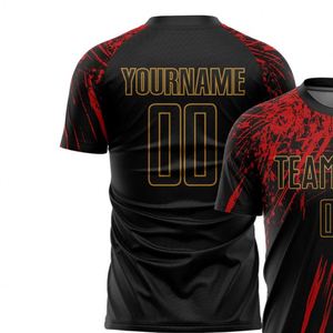 Black Red Soccer Jersey Short Sleeve Football Shirt Breathable Quick Dry Lightweight <b>Athletic</b> Sports Match Training Performance - Product Image 3