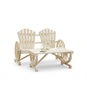 Set Lounge da Giardino in Legno Naturale di Abete Massiccio, Arredamento da Esterno Durevole a 2 Posti, Design Rustico - Product Image 1