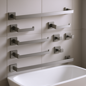Set di Accessori per Bagno in Acciaio Inox, Montaggio a Parete, Design Minimalista, 25 Pollici, Finitura Spazzolata - Product Image 2