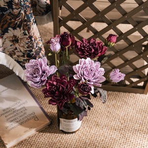 Wholesale Cross-Border INS Style Decorative <b>Flowers</b> Plants YC1016-<b>Artificial</b> <b>Small</b> Lily Dried Burnt Green Graduations Halloween - Product Image 1