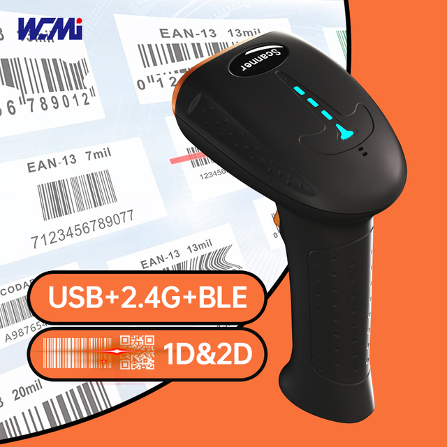 2.4G Wireless QR Code Scanner Handheld Barcode Scanner 1D Wired Laser Barcode Reader 2D Usb Scanners for Supermarket