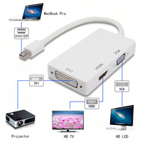 Câble adaptateur convertisseur 3 en 1 Thunderbolt Mini DisplayPort vers DVI VGA HDMI 4K 1080P pour iMac Mac Pro Air Book