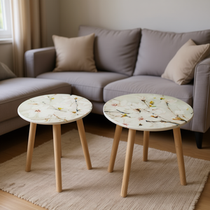 Tables d'appoint pour salon, table basse ronde en bois moderne, ensemble de meubles de style scandinave pour la maison - Product Image 2