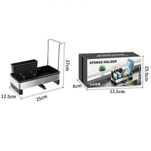 Organisateur d'évier en acier inoxydable, organisateur de cuisine avec porte-éponge, porte-torchon - Product Image 6