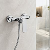 Mitigeur de douche sur pied en laiton massif chromé poli, monocommande chaud/froid, design contemporain pour salle de bain