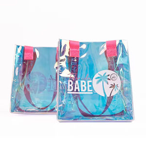 Özel Logo Holografik Şeffaf Çanta Su Geçirmez Şeffaf Lazer PVC Alışveriş Çantası Hediyeler İçin - Product Image 2