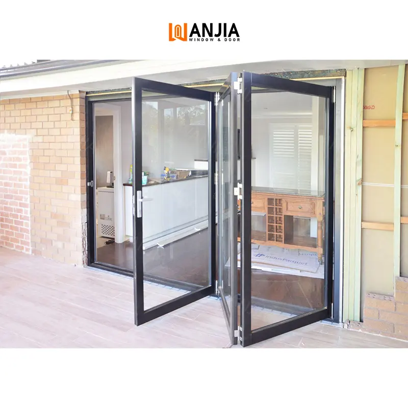 Customized Standard Exterior Folding Glass Wall Patio Aluminum Doors Aluminum Bifold Glass Doors Glass Folding Patio Doors