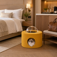 Mobilier pour chat design : Maison avec transat bulle transparente, finition velours doux, niche cachée et style moderne