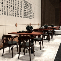 Ensemble de table et de chaises rectangulaires en bois pour café, avec un design de dossier simple, meubles pour café, restaurant