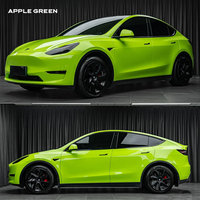 Vinyl Wrap Mobil PVC Hijau Candy Apple Viper Green High Glossy Self Adhesive untuk Bodi dengan Lapisan PET, Warna Berubah, Anti Gores