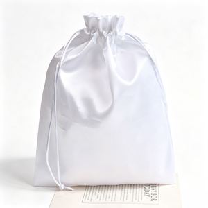 Sac à cordon personnalisé avec logo, beige, en satin, pour emballage cadeau, pochette pour parfum, vêtements, chaussures, sac anti-poussière - Product Image 6