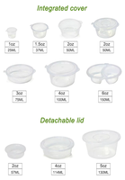 Petits contenants à sauce miniature 1oz 2oz 3oz 4oz, gobelets à sauce en plastique jetables avec couvercle