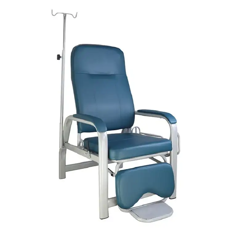 Sedie per trasfusione manuale mediche pesanti con poggiapiedi e poggiapiedi poltrona per ospedale reclinabile