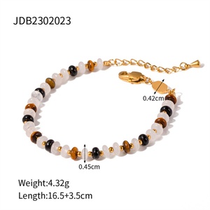 Fine Beaded <b>Chain</b> Jewelry Custom logo <b>Titanium</b> Steel Gold Plated Natural Stone Bracelets - Product Image 6