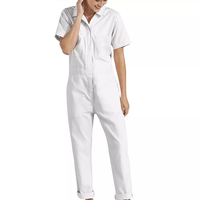 Vente en gros de combinaisons de sécurité à manches courtes pour femmes, uniformes de travail en coton de couleur unie de haute qualité
