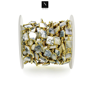 Plaqué or Dendrite Opale 10-15 MM Lunette Réglage Inégal Connecteur Charm - Product Image 3