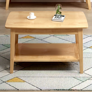 Modern Wood Coffee <b>Table</b> Scandinavian Design Storage <b>Shelf</b> Living Room Furniture Natural Finish Rectangular Shape - Product Image 1