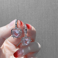 Go Party délicat 925 aiguille en argent rose zircone cubique anneaux d'oreille étoile boucle d'oreille amour coeur pendentif boucles d'oreilles pour femmes