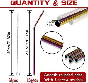Heat-Resistant Creative Colorful Juice <b>Straw</b> Colorful Stainless Steel <b>Straw</b> Tube Lip-Protecting <b>Straw</b> - Product Image 2