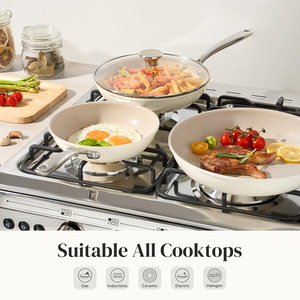 Modern Design Heat Resistant Marble Cooking Pots Glass Lids Stainless Steel Handles Dishwasher Oven Safe Gas <b>Cookware</b> <b>Set</b> - Product Image 3