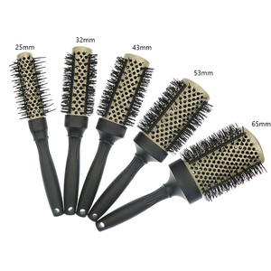 Logo personalizzato resistenza al calore del silicone setola rotonda barilotto di ceramica che raddrizzano <span class=keywords><strong>spazzola</strong></span> di capelli - Product Image 1