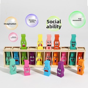 Jeu créatif de reconnaissance des expressions avec bouteilles et jetons visage souriant, jouet Montessori d'association des émotions pour la maternelle - Product Image 6