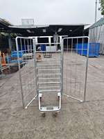 Cage en treillis métallique robuste, boîte métallique, équipement de stockage de marchandises, cages en acier pour entrepôt, conteneur de palette, verrouillable, mobile