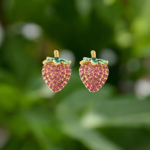 Boucles d'oreilles en forme de fraise plaquées or en acier inoxydable 316L, bijoux tendance - Product Image 3