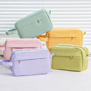 Customizable Corduroy Zipper Portable Fashion Makeup Bag Organizer Women's Travel Shoulder Pencil Bag <b>Cosmetic</b> <b>Storage</b> Clutch - Product Image 3
