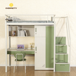 Cama Moderna Tipo Litera para Dormitorio Universitario con Escritorio, Cama Alta para Estudiantes con Escalera de Almacenamiento Lateral y Armario para Apartamentos Pequeños - Product Image 1