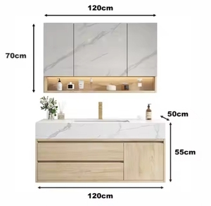 High-End moderno galleggiante per il <span class=keywords><strong>bagno</strong></span> vanità lavabo impermeabile lavabo armadietto con specchio in legno massello carcassa - Product Image 6