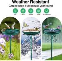 Bain d'oiseaux et mangeoire sur pied en métal, style vintage, en fer, pour jardin, décoration extérieure et alimentation des oiseaux
