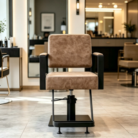 Soutien Ultra Confortable |   Chaise de salon de coiffure vintage en cuir, réglable en hauteur hydrauliquement, pour salon de coiffure