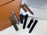 Bracelet de montre de qualité supérieure, rembourrage durable, 20 mm, doublure en caoutchouc FKM, cuir de veau italien, boucle à ardillon, bords brossés à la main, Ming Fung