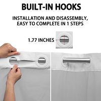 Rideau de douche sans crochet avec Snap in Liner Set Rideau de douche en gaufré blanc pour salle de bain