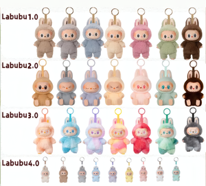 100% 正規品 Labubu ラブブ V1 マカロン V2 お座り V3 エナジー全開 ビニール プラッシュ フィギュア キーホルダー ペンダント ミステリー ブラインドボックス - Product Image 1