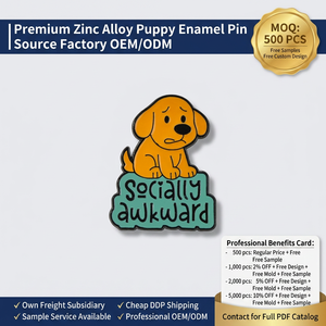 Spille in smalto morbido personalizzate con logo, divertenti, a tema consapevolezza della salute mentale, distintivi in metallo a forma di cane, dal produttore all'ingrosso - Product Image 1
