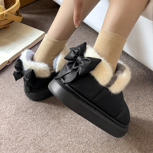 Pantoufles en coton à nœud explosif pour femmes d'automne et d'hiver, adaptées à la chaleur intérieure et à l'utilisation domestique - Product Image 3