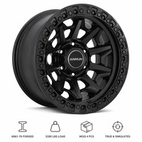 Jantes Beadlock Forgées Noir Mat 17-22 Pouces 6061-T6, Jantes Tout-Terrain Simulées 5x5.0 6x5.5 pour Jeep Bronco Tacoma Ram 1500