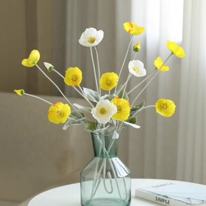 Venda quente Única Papoula Flores Anêmona Branco Artificial Mar Anêmona Flor para Casa Decoração Interior Do Casamento - Product Image 4