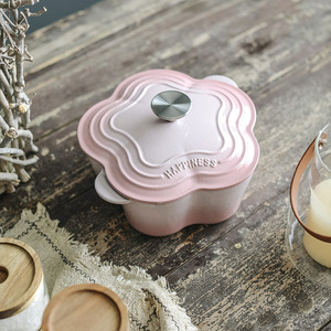 Pentola in Ghisa Smaltata a Forma di Fiore con Doppio Manico, Vendita Diretta dalla Fabbrica - Product Image 1