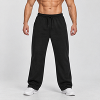 Pantalon de survêtement homme vierge à logo personnalisé, coupe droite, ourlet ouvert, coupe ample, cordon de serrage, fabricant OEM, fournisseur en gros pour marques