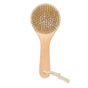 Natural Bristle Short Handle Bamboo Bath <b>Brush</b> Suitable for <b>Back</b> Skin Care - Product Image 1