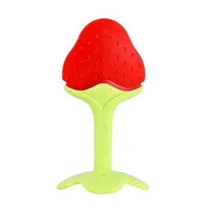 C401 Großhandel Lebensmittel qualität Silikon Beiß stift Kreative Baby Hand Grab Spielzeug Schöne Kieselgel Fruchtform Beißring