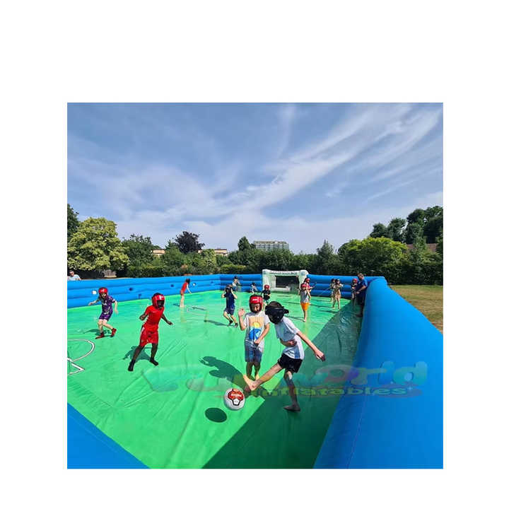 But De Foot Gonflable Portable 125x45x75 Cm Avec Ballon Et Piquets, Pour Jardin, Plage, Intérieur Et Extérieur, Loisir Familial
