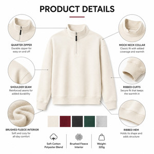 เสื้อสเวตเชิ้ตแบบซิป ¼ ตัว คอวี ทรงลำลอง พรีเมียม สตรีทแวร์ ผ้าฟลีซ สีเบอร์กันดี ไซส์ S-4XL รับผลิตตามแบบ พร้อมสกรีนโลโก้ ขายส่ง - Product Image 4